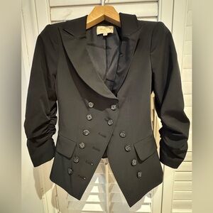 Elizabeth and James Classic Black Double-Breasted Blazer